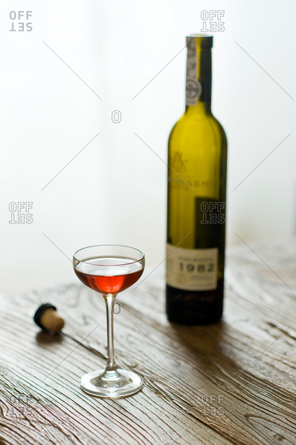 Glass of vintage port wine