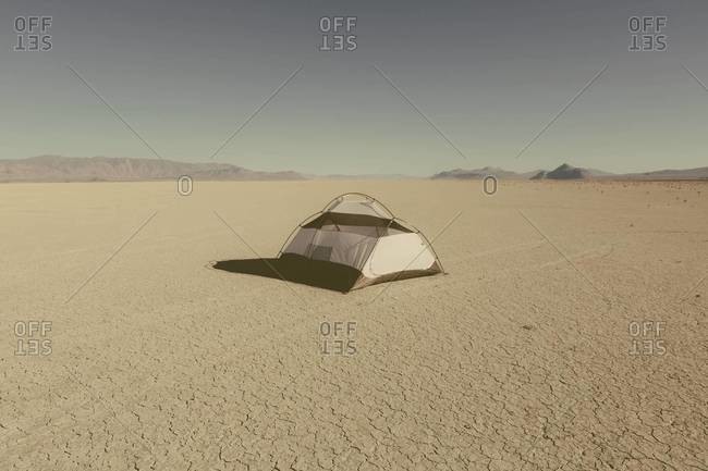 Camping in the expansive playa of Black Rock Desert, Nevada