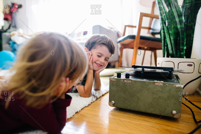 Children listen to records