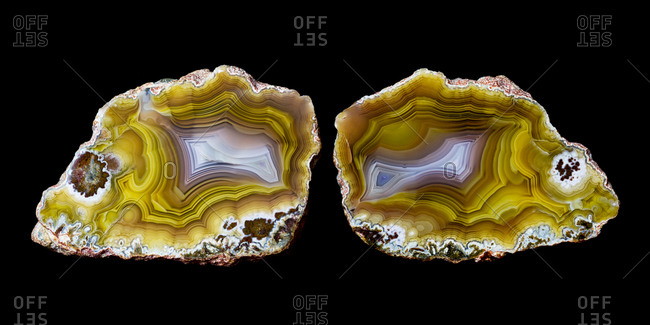 Piece of agate quartz in half, Quartzsite, Arizona, USA