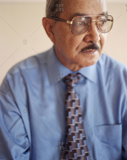 Portrait of elderly American war veteran