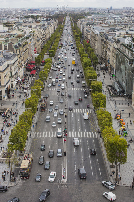 Bird\'s eye view of Champs-Elysees, in Paris
