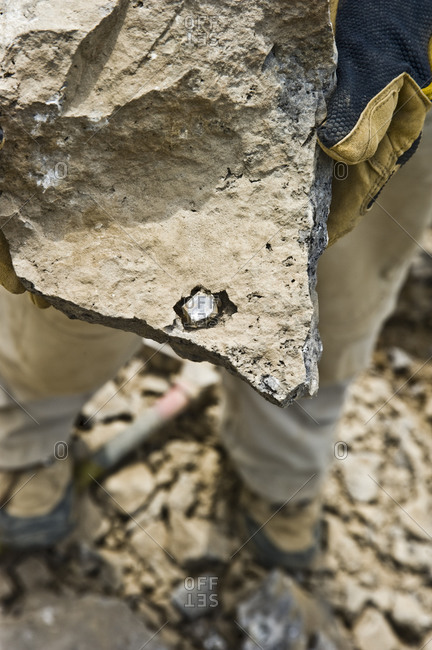 Herkimer diamond in a rock