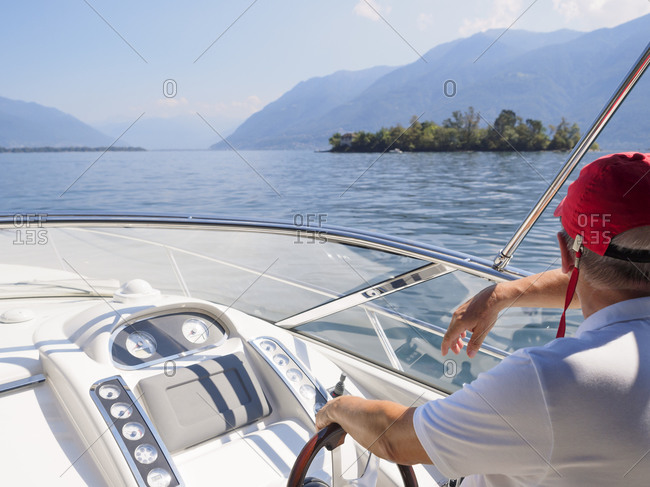 Senior man on boat