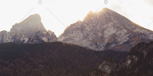 Sunrise over mountains in the Bavarian Alps