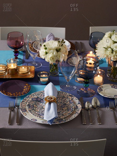 Candlelight dinner table set