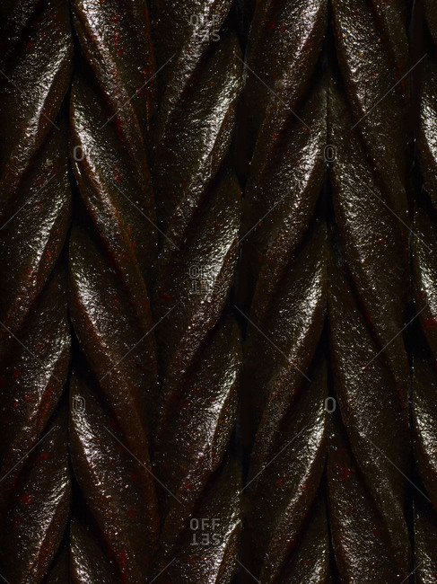 Close up of black licorice candy