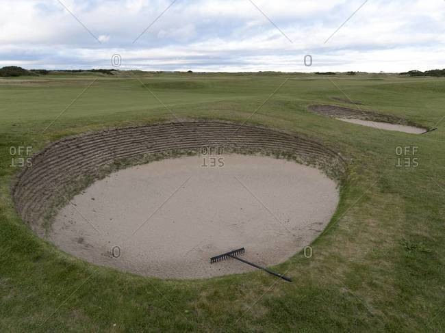 Sand pit at St. Andrews golf course in St Andrews, Fife, Scotland