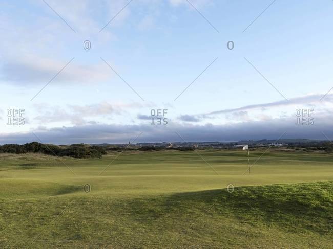 Scenic view of St. Andrews golf course in St Andrews, Fife, Scotland
