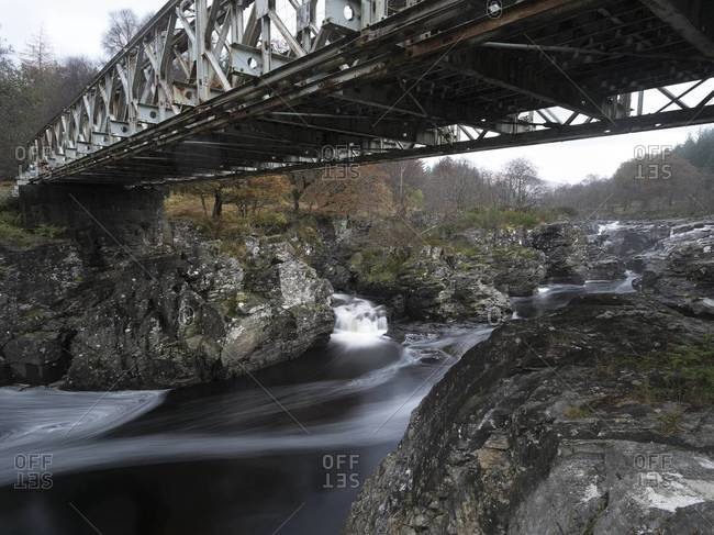 Bridge crossing the Orchy River in Scotland