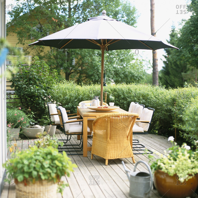 View to garden patio furniture