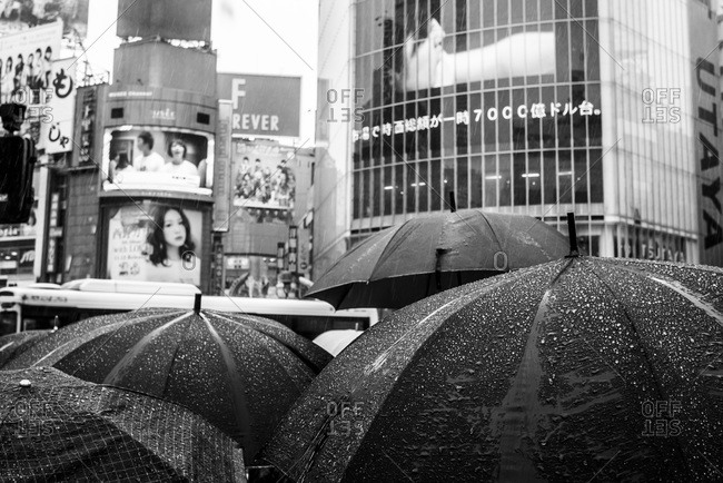 People with umbrellas in Tokyo, Japan