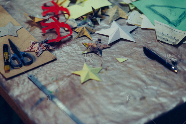 Paper stars and craft supplies