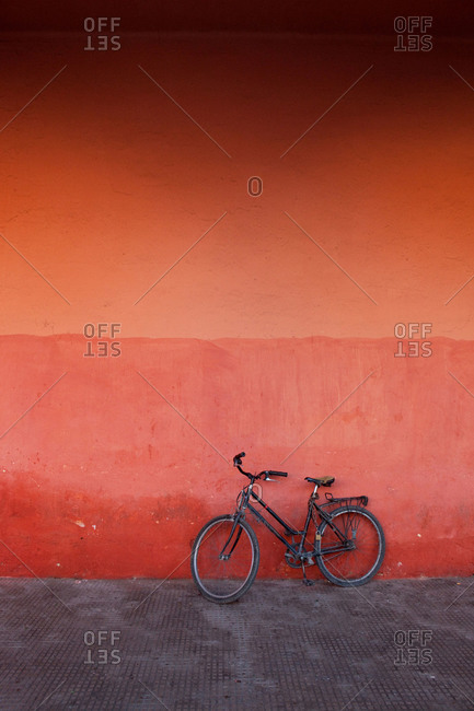 Bike against a wall in Marrakesh, Morocco