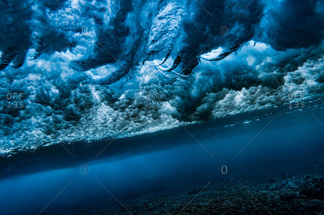 Wave action pattern seen from underwater