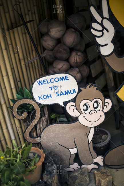 Monkey shaped welcome sign