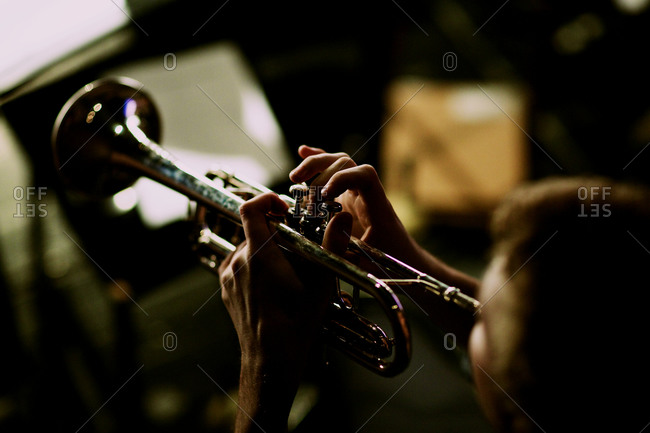 Man playing trumpet at a concert