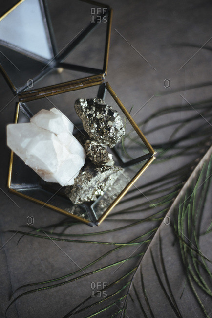 Rock crystals in a jewelry box