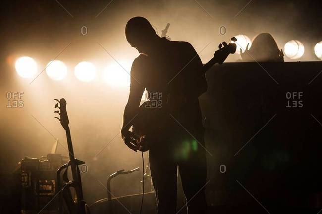 Rock musician on stage during a concert