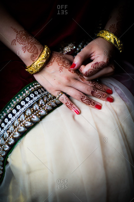 Henna on bride\'s hands, United Kingdom