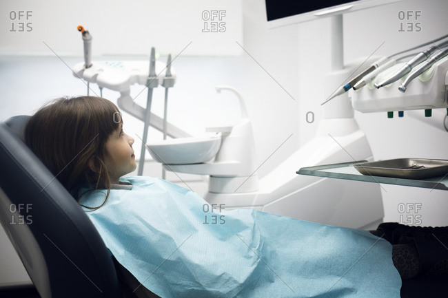 young girl getting a checkup at the dentist