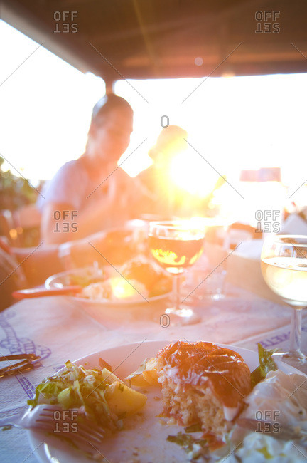 Dinner at sunset, Greece
