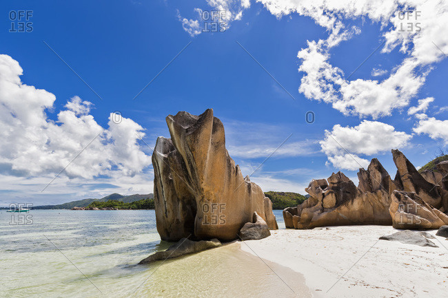 Beach with granite rocks, Curieuse Island, Praslin, Seychelles