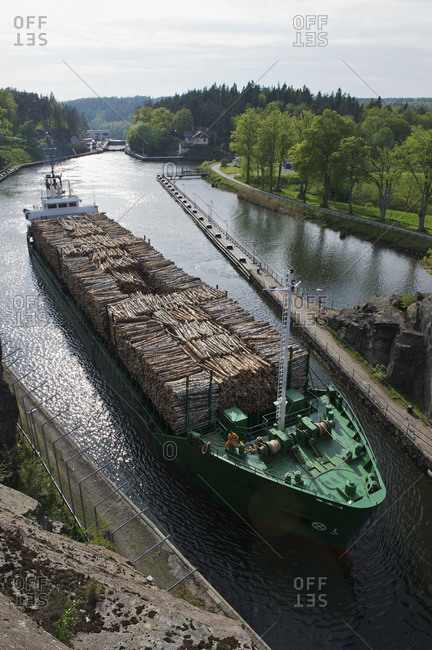 Ship carrying timber