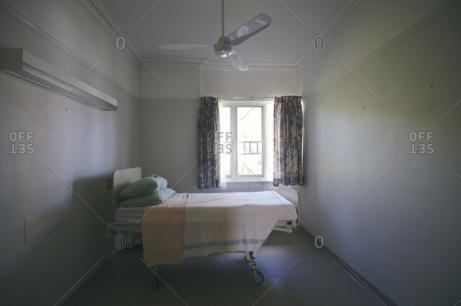 Wide angle view of a single room in an Australian nursing home