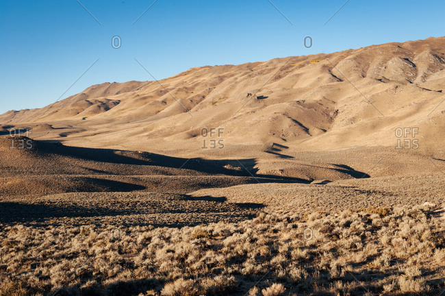 Sage brush covering desert hills in Nevada