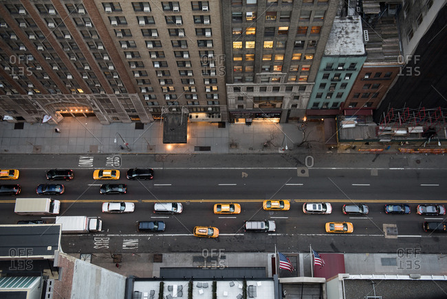 Birds eye view of a Manhattan street