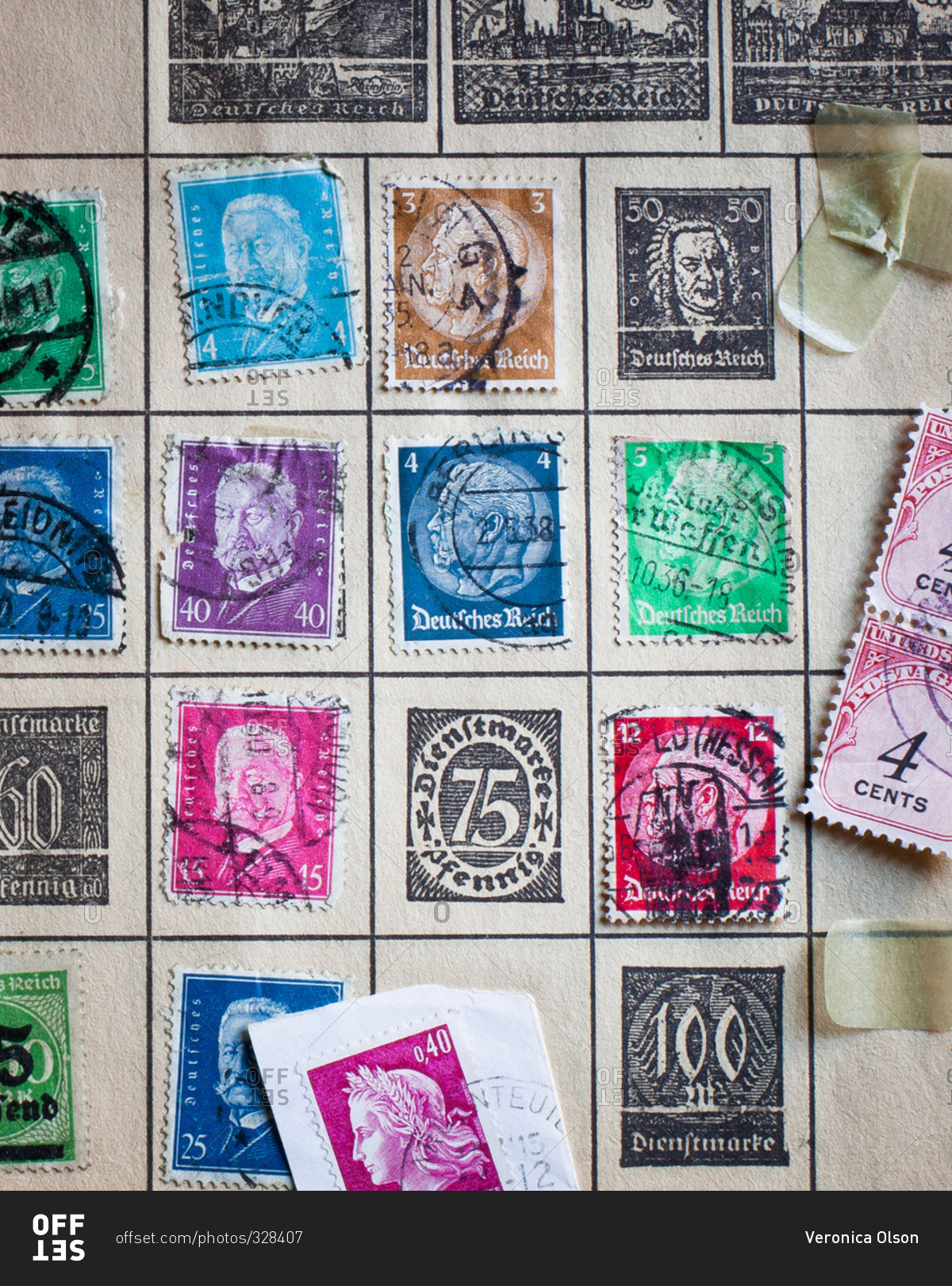 Collection Of Postage Stamps Stock Photo OFFSET