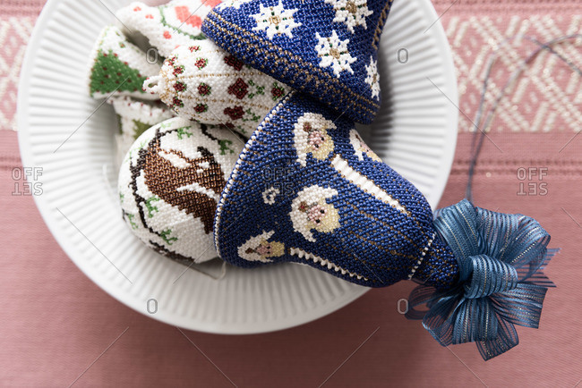 Crocheted bell shaped decorations