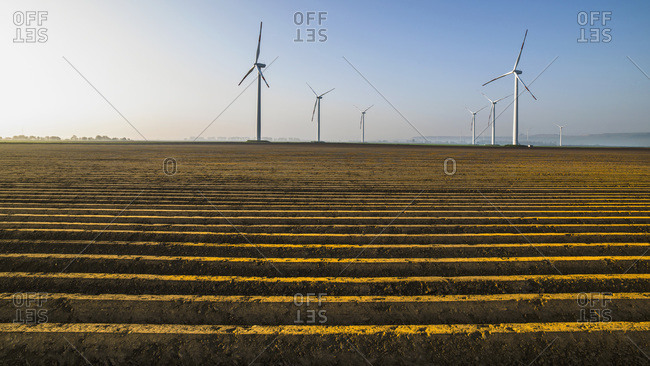 Wind turbines in crop field, Germany