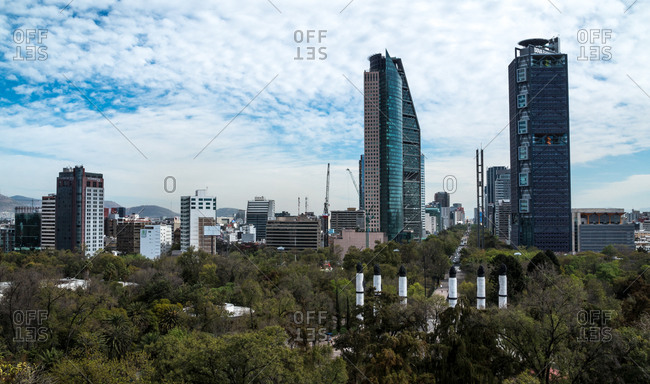 Panoramic view of buildings in the Mexico City skyline