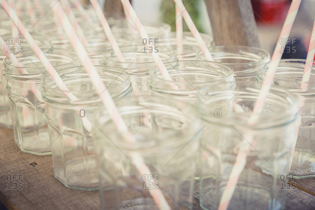 Drink glasses with straws