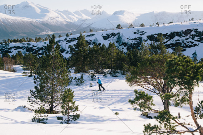 Person cross-country skiing in Norway