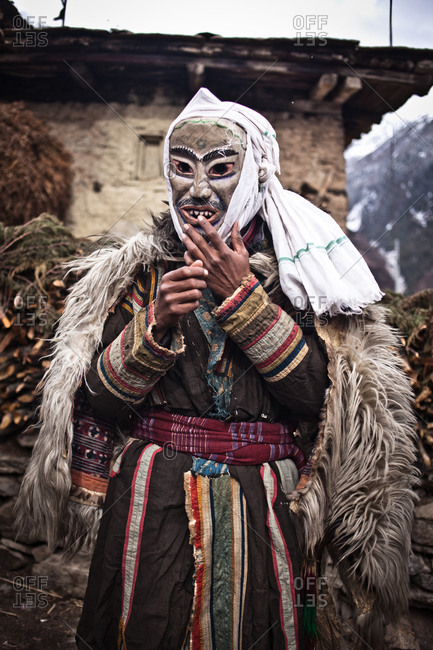 Masked dancer, Mani Festival, Humla, Nepal
