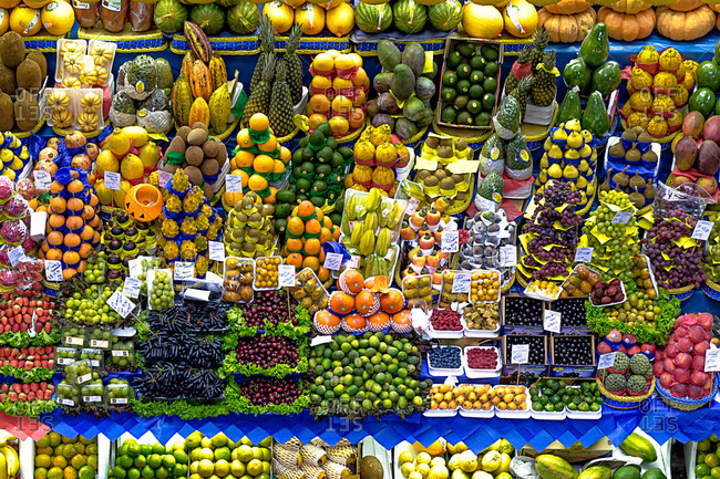 Fruit and vegetable market stall, Sao Paulo, Brazil