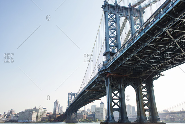 Low angle view of Manhattan bridge, New York City, NY