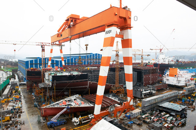Shipping port, elevated view, GoSeong-gun, South Korea