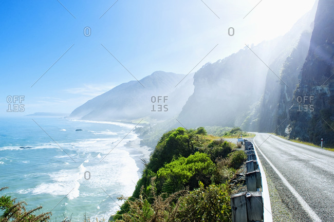 Remote road on scenic coastal cliff