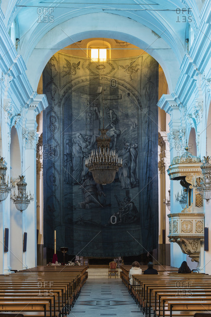 Altar and architecture of cathedral, Centuripe, Enna, Sicily