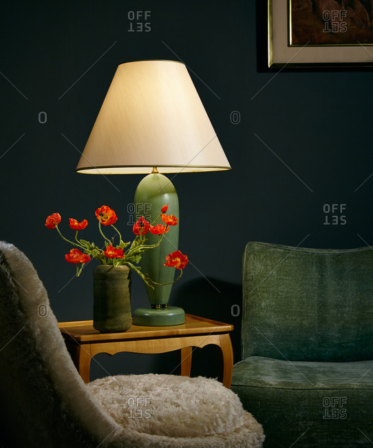 Living room vignette with lamp