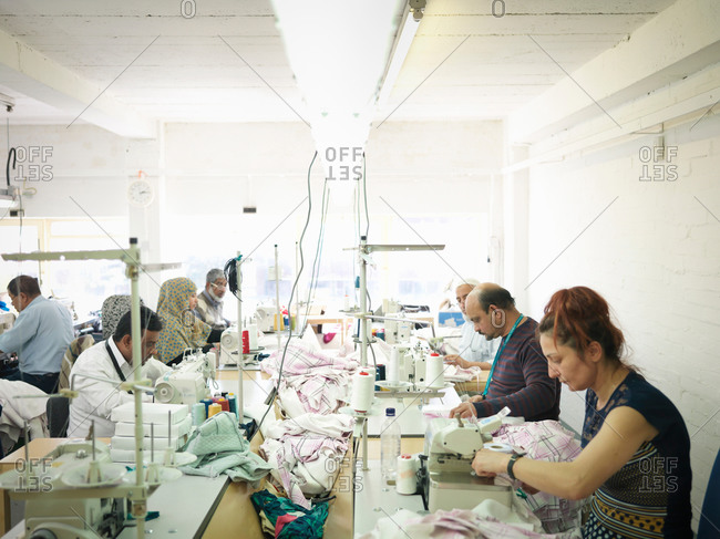Garment workers in clothing factory