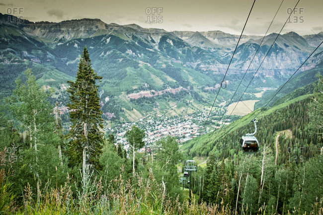 The view of Telluride, Colorado from the gondola