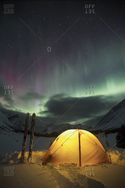 Aurora over back country tent