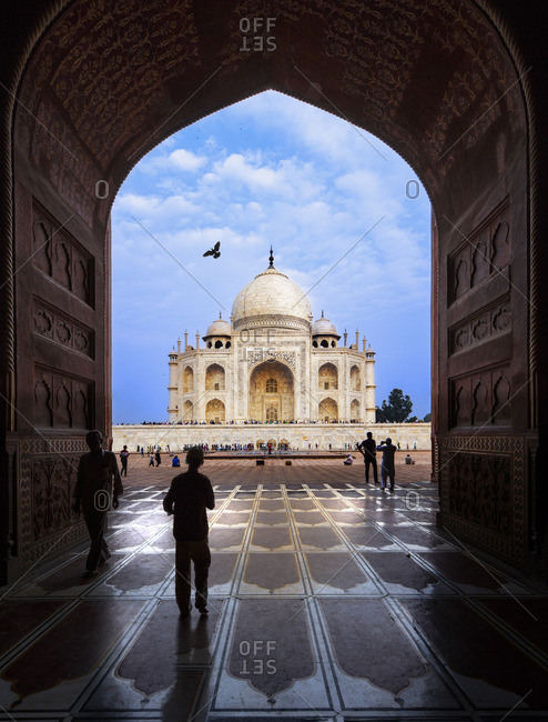 The Taj Mahal framed in an archway