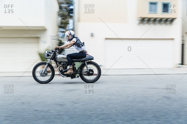 Woman riding a motorcycle