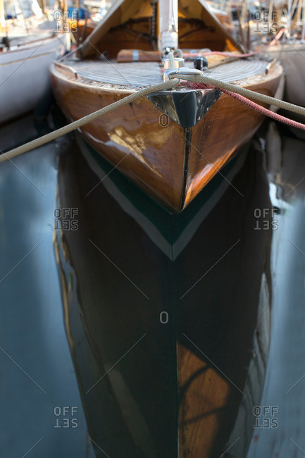 Bow of classic sailing yacht